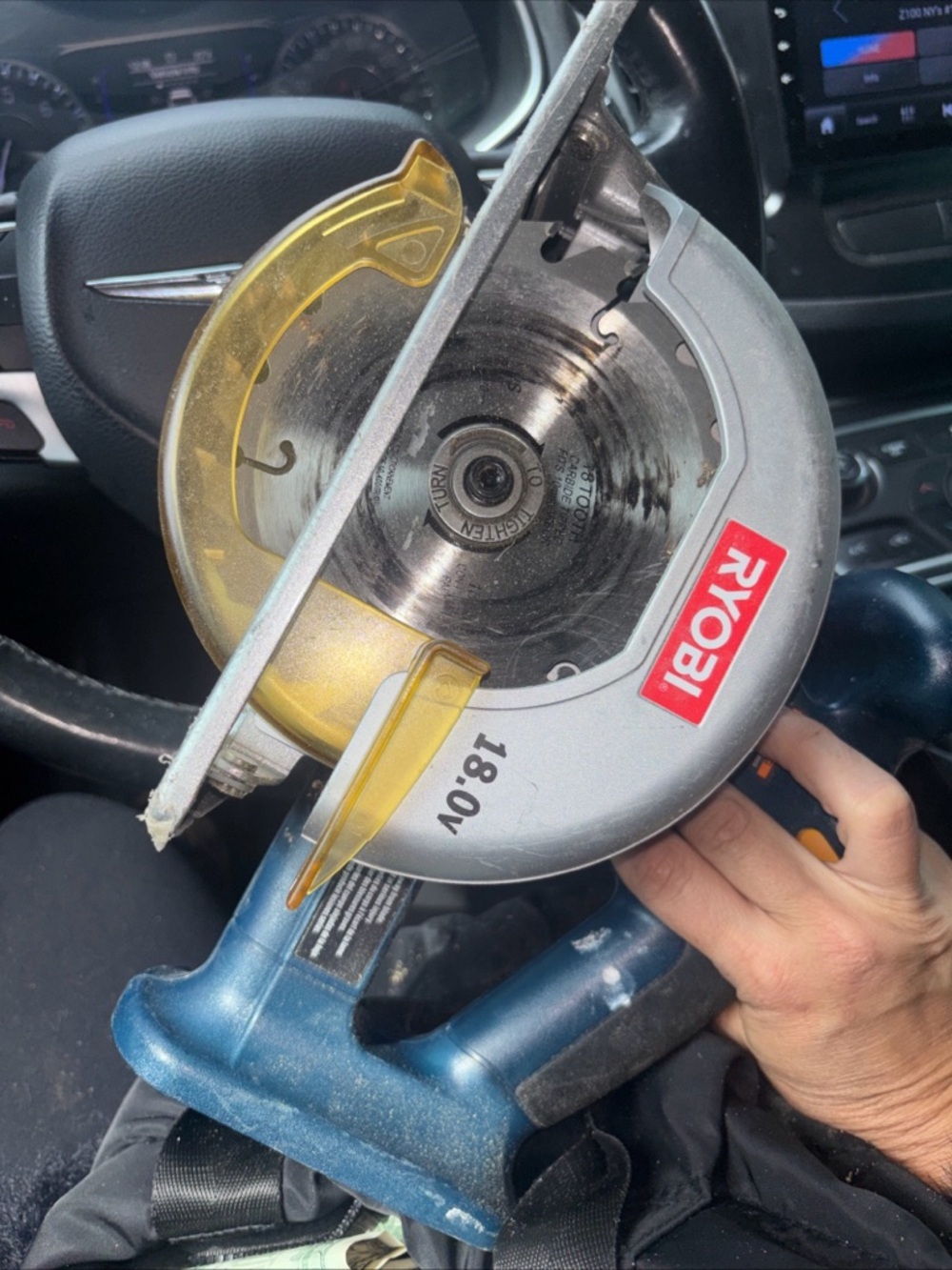 RYOBI 18V Cordless Circular Saw in Silver and Yellow